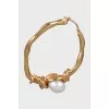 Golden earring with artificial pearls