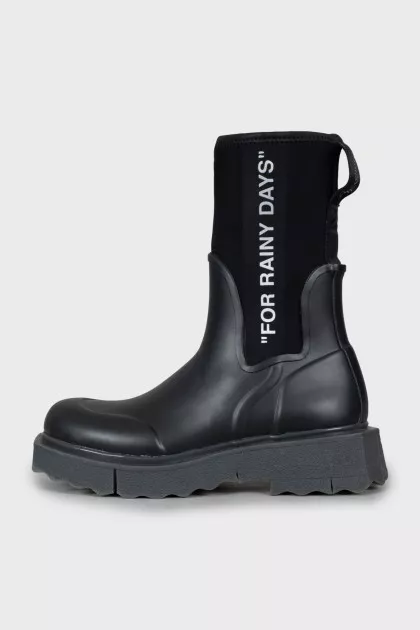 Black boots with text print
