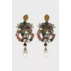 Gold set of earrings and ring