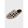 Suede mules with metallic decor