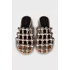 Suede mules with metallic decor