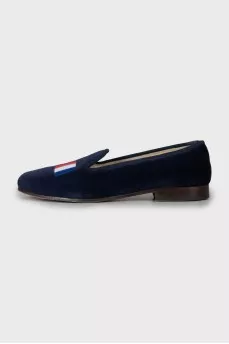 Velour shoes with embroidery