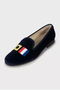 Velour shoes with embroidery