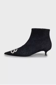 Denim ankle boots with silver logo