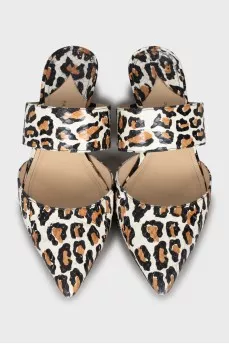Animal print snake skin mules