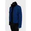 Blue down jacket decorated with fur