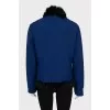 Blue down jacket decorated with fur