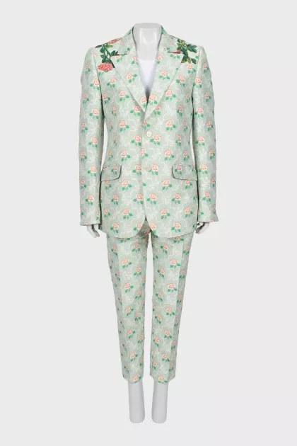 Patterned jacket and trousers suit