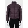 Purple down jacket with patch pockets