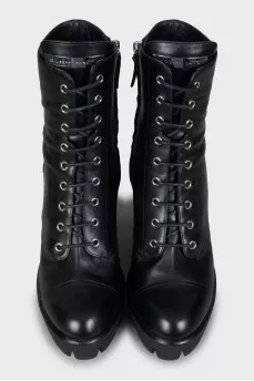 Leather ankle boots with embossed soles