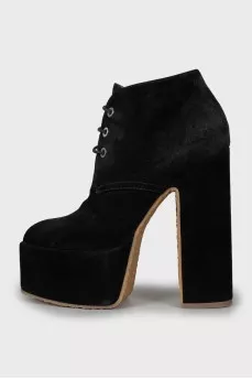 Suede lace-up ankle boots