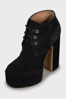 Suede lace-up ankle boots