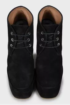 Suede lace-up ankle boots
