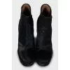 Black pony skin ankle boots