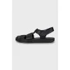 Black leather sandals