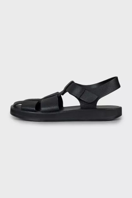 Black leather sandals