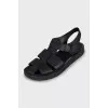Black leather sandals