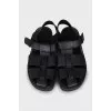 Black leather sandals
