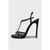 Decorated high heel sandals