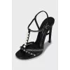 Decorated high heel sandals