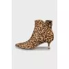 Animal print leather ankle boots