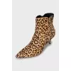 Animal print leather ankle boots