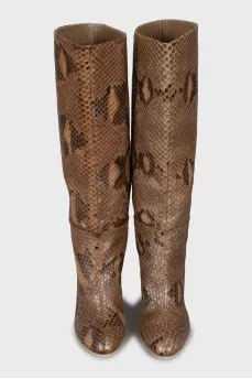 Snakeskin boots with heels