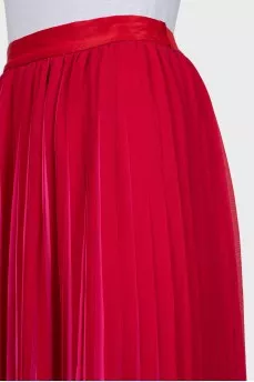 Pleated maxi skirt with waistband