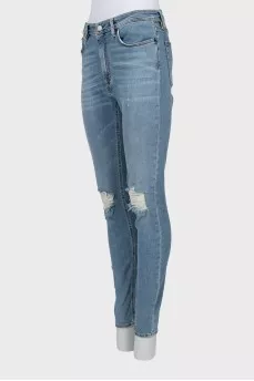 Blue Skinny Jeans with Ripped Effect
