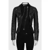 Leather jacket with double buckle