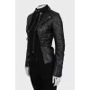 Leather jacket with double buckle