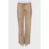 Suede trousers with elastic band