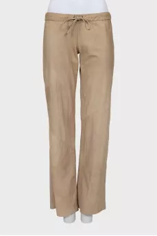 Suede trousers with elastic band