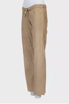 Suede trousers with elastic band