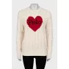 Textured sweater with brand logo