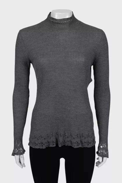 Gray turtleneck with torn effect