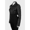 Leather jacket with drape