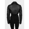 Leather jacket with drape