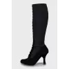 Leather boots with raised seams