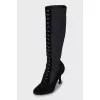 Leather boots with raised seams