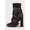 Suede ankle boots with straps
