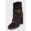Suede ankle boots with straps