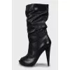 Leather boots with open toe
