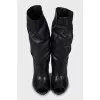 Leather boots with open toe