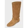 Suede boots with tag