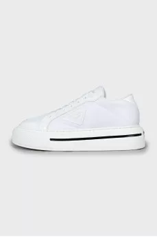 Leather sneakers with brand logo