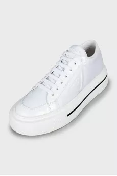 Leather sneakers with brand logo