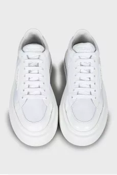 Leather sneakers with brand logo