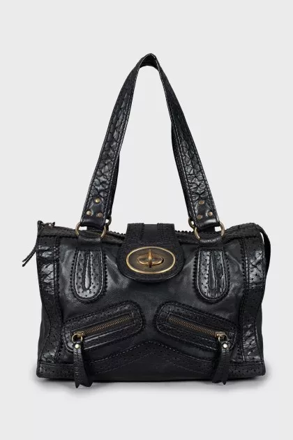Black bag with perforated leather