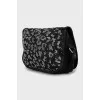 Black crossbody bag with rhinestones